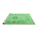 Sideview of Machine Washable Medallion Emerald Green Traditional Area Rugs, wshtr1574emgrn