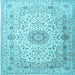 Square Medallion Light Blue Traditional Rug, tr1574lblu