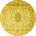 Round Medallion Yellow Traditional Rug, tr1574yw