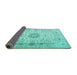 Sideview of Medallion Turquoise Traditional Rug, tr1574turq