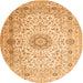 Square Medallion Orange Traditional Rug, tr1574org