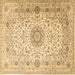 Square Medallion Brown Traditional Rug, tr1574brn