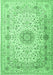 Machine Washable Medallion Emerald Green Traditional Area Rugs, wshtr1574emgrn