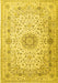 Machine Washable Medallion Yellow Traditional Rug, wshtr1574yw