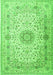 Serging Thickness of Machine Washable Medallion Green Traditional Area Rugs, wshtr1574grn