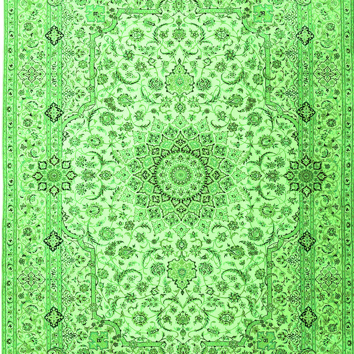 Serging Thickness of Machine Washable Medallion Green Traditional Area Rugs, wshtr1574grn