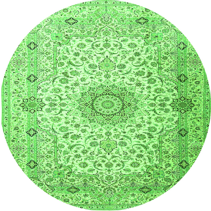 Square Medallion Green Traditional Rug, tr1574grn