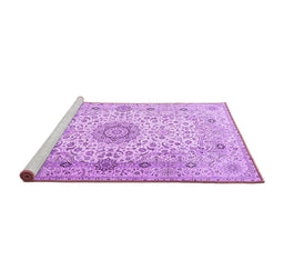 Sideview of Machine Washable Medallion Purple Traditional Area Rugs, wshtr1574pur