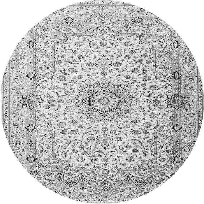 Machine Washable Medallion Gray Traditional Rug, wshtr1574gry