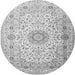 Machine Washable Medallion Gray Traditional Rug, wshtr1574gry