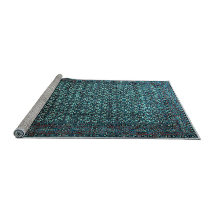 Sideview of Machine Washable Persian Light Blue Traditional Rug, wshtr1575lblu