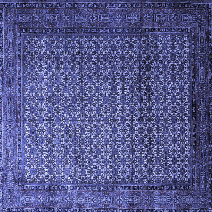 Square Machine Washable Persian Blue Traditional Rug, wshtr1575blu