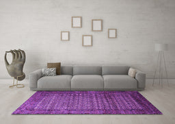 Machine Washable Persian Purple Traditional Area Rugs in a Living Room, wshtr1575pur
