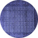 Round Machine Washable Persian Blue Traditional Rug, wshtr1575blu