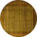 Round Machine Washable Persian Yellow Traditional Rug, wshtr1575yw