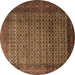 Round Persian Brown Traditional Rug, tr1575brn