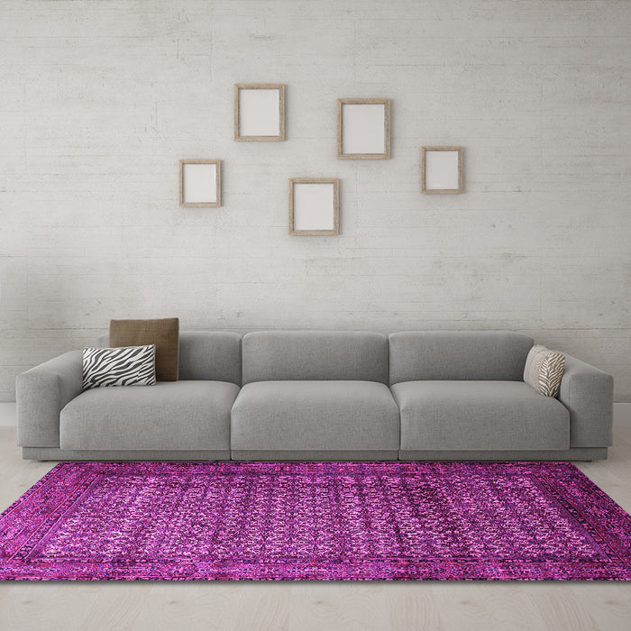 Machine Washable Persian Pink Traditional Rug in a Living Room, wshtr1575pnk