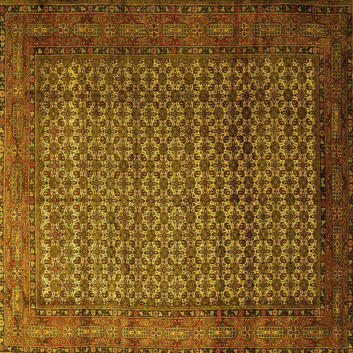 Square Machine Washable Persian Yellow Traditional Rug, wshtr1575yw