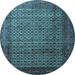 Round Machine Washable Persian Light Blue Traditional Rug, wshtr1575lblu