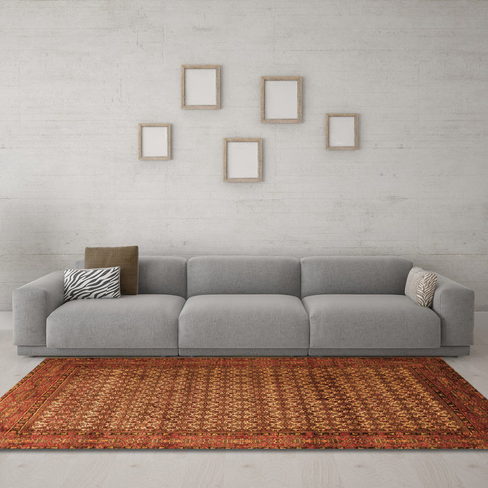 Machine Washable Persian Orange Traditional Area Rugs in a Living Room, wshtr1575org