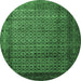 Round Machine Washable Persian Emerald Green Traditional Area Rugs, wshtr1575emgrn