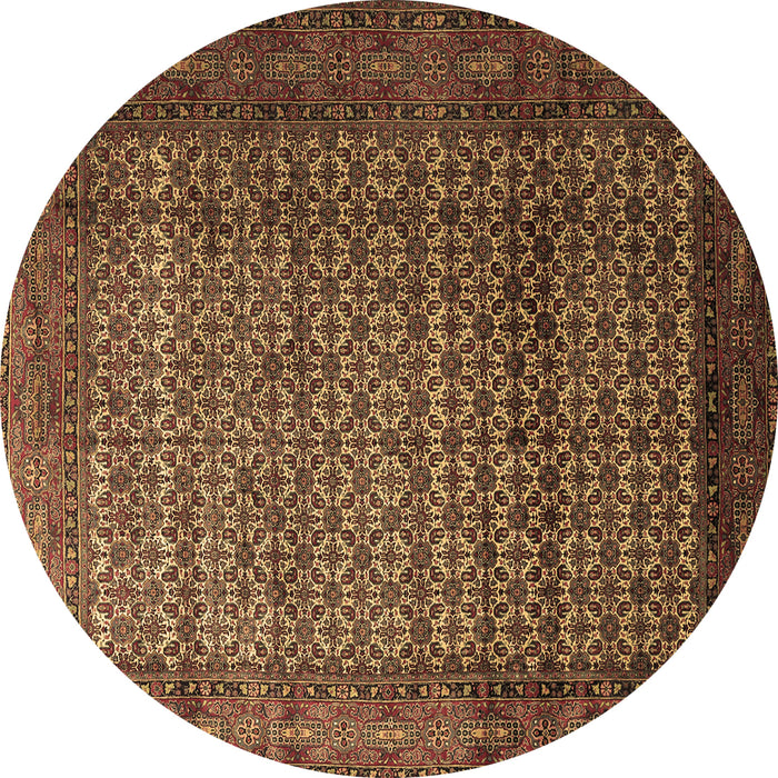 Round Machine Washable Persian Brown Traditional Rug, wshtr1575brn