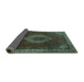 Sideview of Medallion Turquoise Traditional Rug, tr1576turq