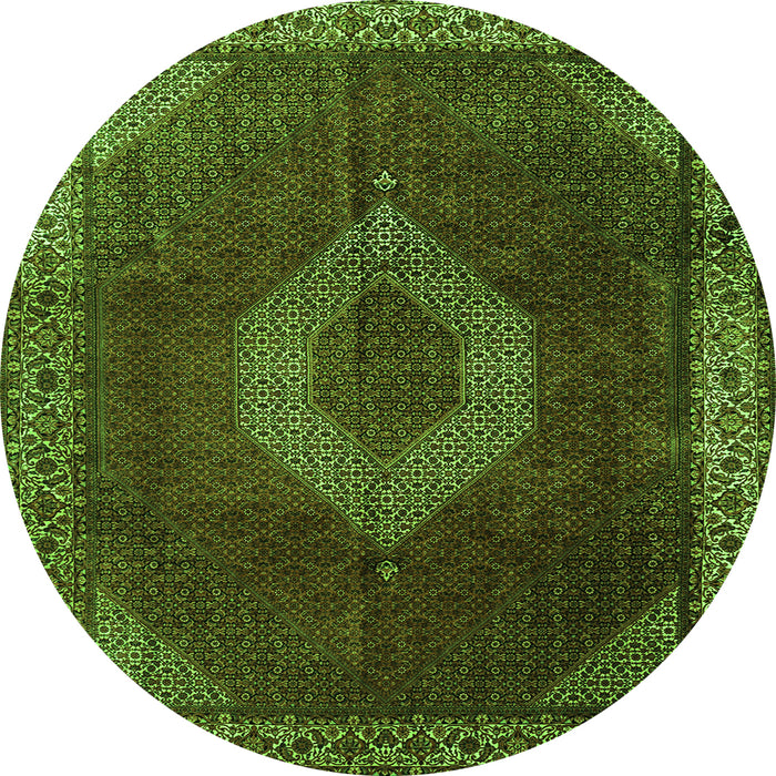 Square Medallion Green Traditional Rug, tr1576grn