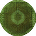 Square Medallion Green Traditional Rug, tr1576grn