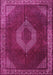 Machine Washable Medallion Pink Traditional Rug, wshtr1576pnk