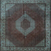 Square Medallion Light Blue Traditional Rug, tr1576lblu