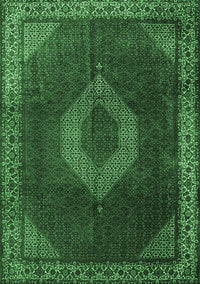 Medallion Emerald Green Traditional Rug, tr1576emgrn