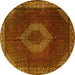 Round Medallion Yellow Traditional Rug, tr1576yw