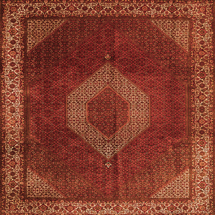 Round Machine Washable Medallion Orange Traditional Area Rugs, wshtr1576org