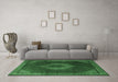 Machine Washable Medallion Emerald Green Traditional Area Rugs in a Living Room,, wshtr1576emgrn