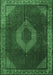 Machine Washable Medallion Emerald Green Traditional Area Rugs, wshtr1576emgrn