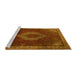 Sideview of Machine Washable Medallion Yellow Traditional Rug, wshtr1576yw