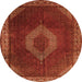 Machine Washable Medallion Orange Traditional Area Rugs, wshtr1576org