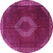 Round Medallion Pink Traditional Rug, tr1576pnk