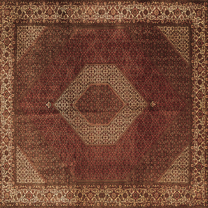 Square Machine Washable Medallion Brown Traditional Rug, wshtr1576brn