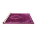 Sideview of Machine Washable Medallion Pink Traditional Rug, wshtr1576pnk