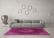 Machine Washable Medallion Pink Traditional Rug in a Living Room, wshtr1576pnk