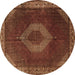 Round Medallion Brown Traditional Rug, tr1576brn