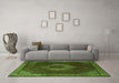 Machine Washable Medallion Green Traditional Area Rugs in a Living Room,, wshtr1576grn