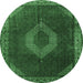 Round Medallion Emerald Green Traditional Rug, tr1576emgrn