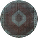 Round Medallion Light Blue Traditional Rug, tr1576lblu