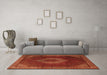 Machine Washable Medallion Orange Traditional Area Rugs in a Living Room, wshtr1576org