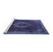 Sideview of Machine Washable Medallion Blue Traditional Rug, wshtr1576blu