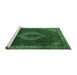 Sideview of Machine Washable Medallion Emerald Green Traditional Area Rugs, wshtr1576emgrn