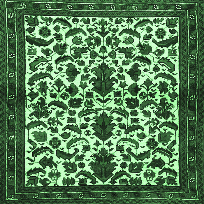 Square Persian Emerald Green Traditional Rug, tr1577emgrn